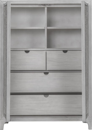 Boho Chic Wardrobe Chest in Washed White (2024)