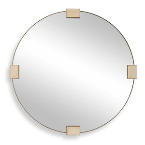 Russo - Travertine Round Mirror - Bronze / Brown / Gold