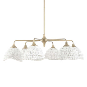White Biddeford 6-light beaded pendant light by Uttermost, featuring intricate beaded design and elegant pendant lighting style.