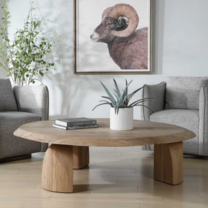 Tiernan - Reclaimed Oak Round Coffee Table - Woodtone