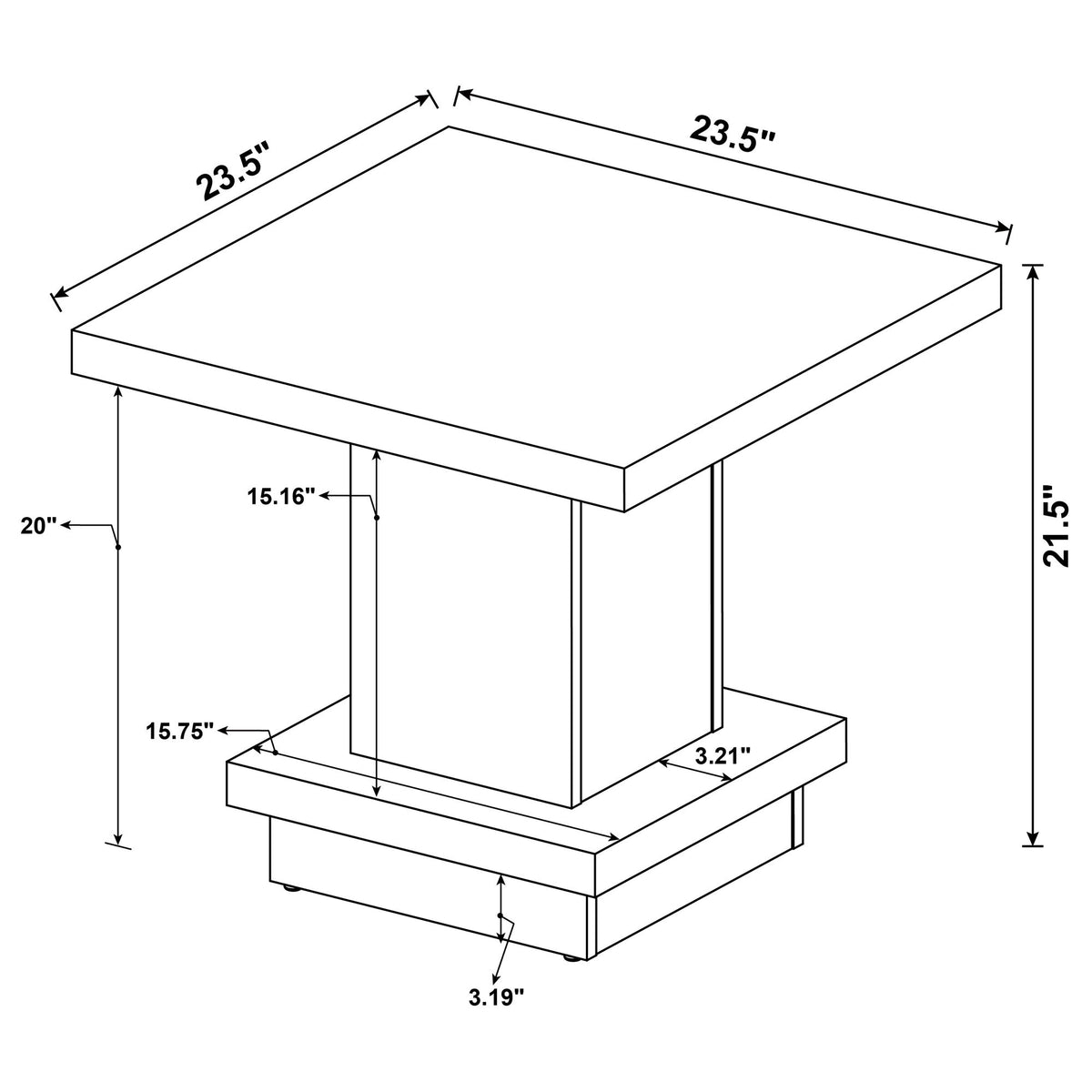 Mbala - Square Pedestal End Table - Cappuccino