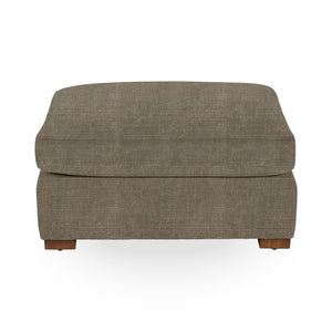 Classic Home Audrey upholstered ottoman with plush fabric, rectangular shape, and tufted top, perfect for living room decor.