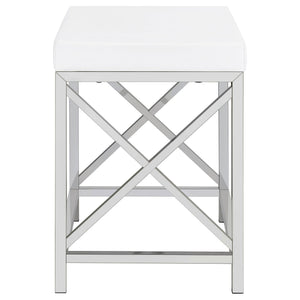 Hamlin - Makeup Vanity Table With Lighted Mirror And Padded Stool - White