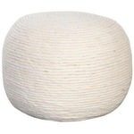 Round Pouf in White Dyed Natural Wool