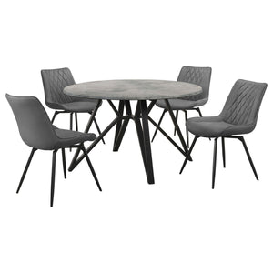 Neil 5-piece Round Dining Table Set Concrete Gunmetal