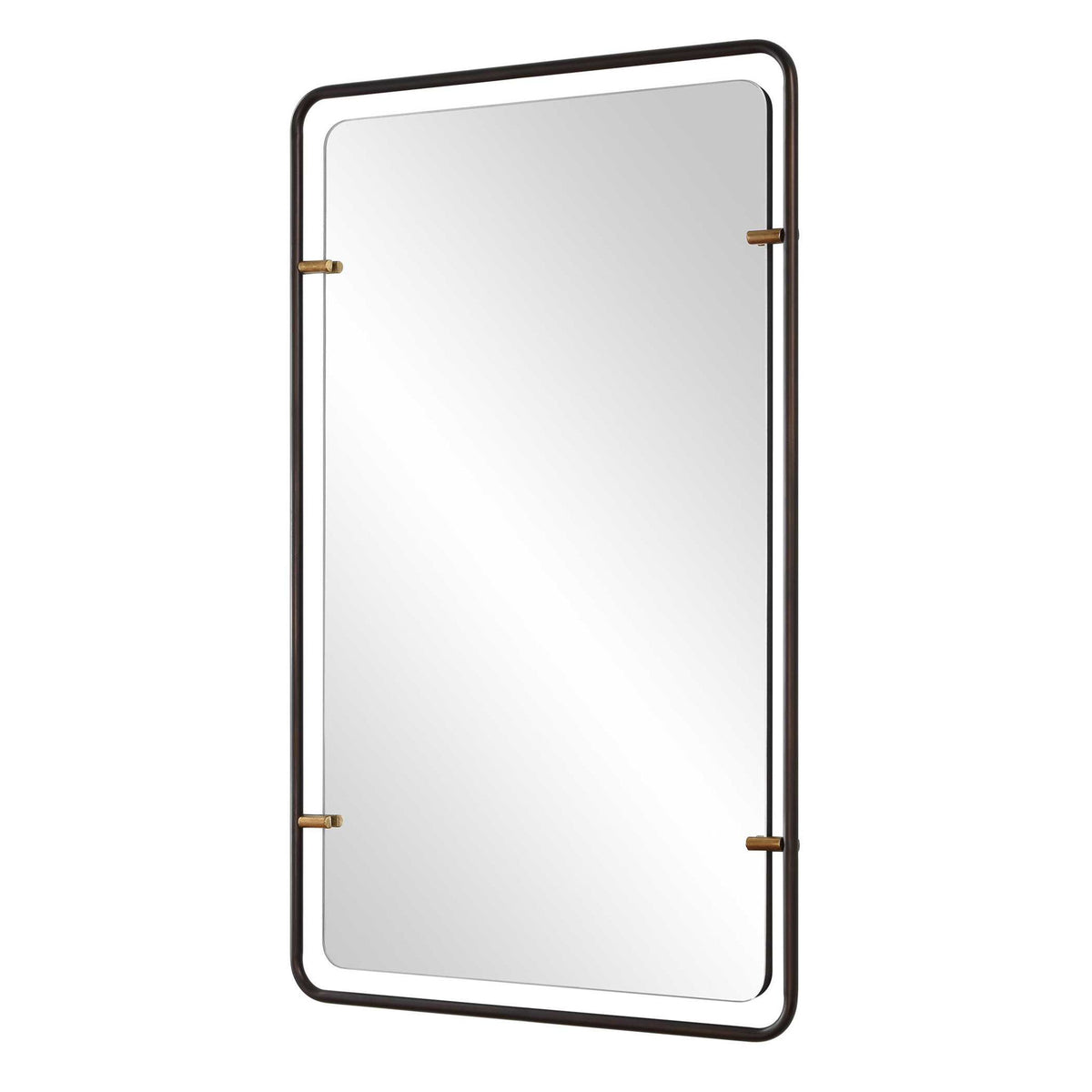 Mirror - Lightly Distressed Bronze With Gold Leaf Accents