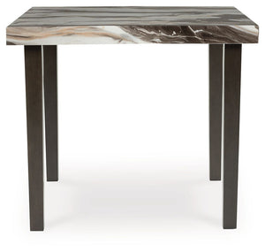 Square Jeshina counter table by Signature Design by Ashley in dark brown and beige with a modern dining room style.