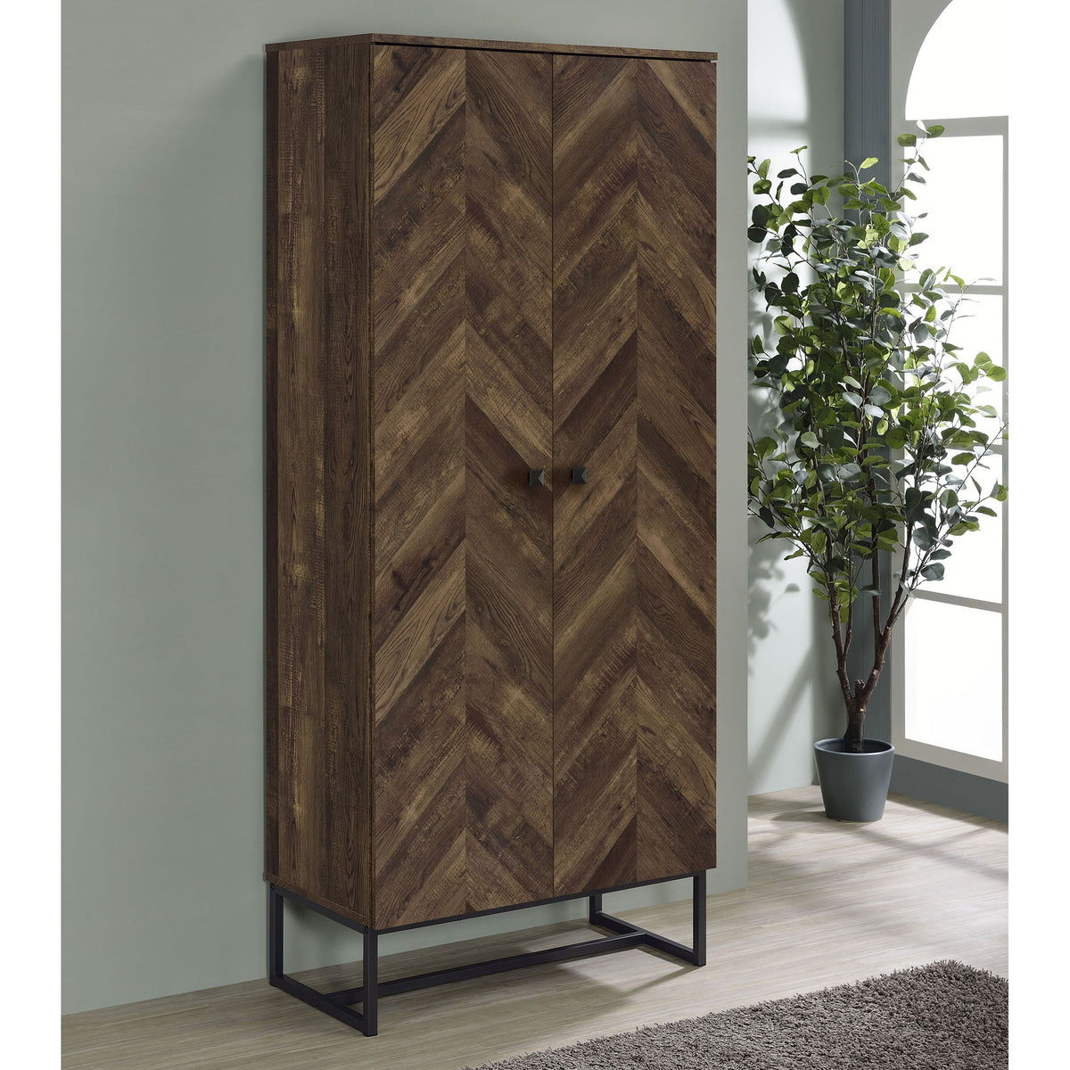 Gunderson - 8 Shelf Accent Cabinet - Oak