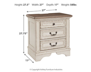 Realyn - Three Drawer Night Stand - White / Brown / Beige - R&R Furniture Gallery (Fountain Valley, CA)