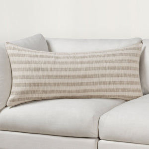 Villa Linna 24-inch accent pillow in ivory and natural fabric with a classic design
