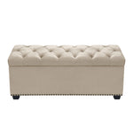Majestic Tufted Velvet Lift-Top Storage Trunk w/ Nail Head Accent by Diamond Sofa - Tan Velvet