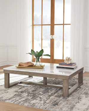 Loyaska - Rectangular Cocktail Table - Brown / Ivory - R&R Furniture Gallery (Fountain Valley, CA)
