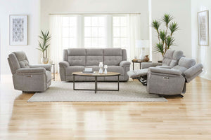 Richland - Power Reclining Console Loveseat - Bristol Gray
