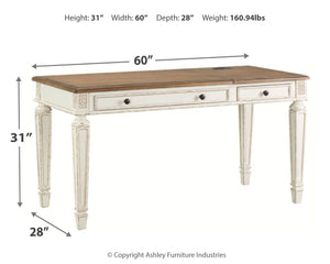 Realyn - Home Office Lift Top Desk - White / Brown - R&R Furniture Gallery (Fountain Valley, CA)