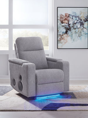 Pineland - Glider Power Recliner With Audio System - Pewter - R&R Furniture Gallery (Fountain Valley, CA)