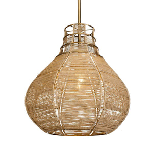 Hestia - 1 Light Natural Rope Pendant - Light Brown