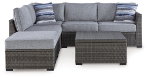 Petal Road - Loveseat Sectional, Ottoman, Table Set (Set of 4) - Gray - R&R Furniture Gallery (Fountain Valley, CA)