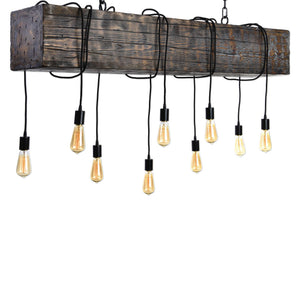 Reading Station - 9 Light Pendant - Bronze / Woodtone