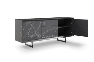 Hawick - Contemporary Dark Grey + Abstract White Paint Buffet — view 2