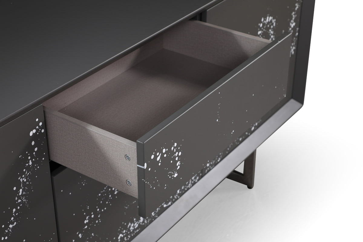 Hawick - Contemporary Dark Grey + Abstract White Paint Buffet — view 4