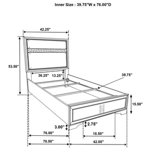 Modern Bedroom Set With Upholstered Headboard And Textured Storage