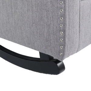 Gray fabric Sheila wingback rocking chair by Noble House featuring tufted upholstery and a contemporary design.