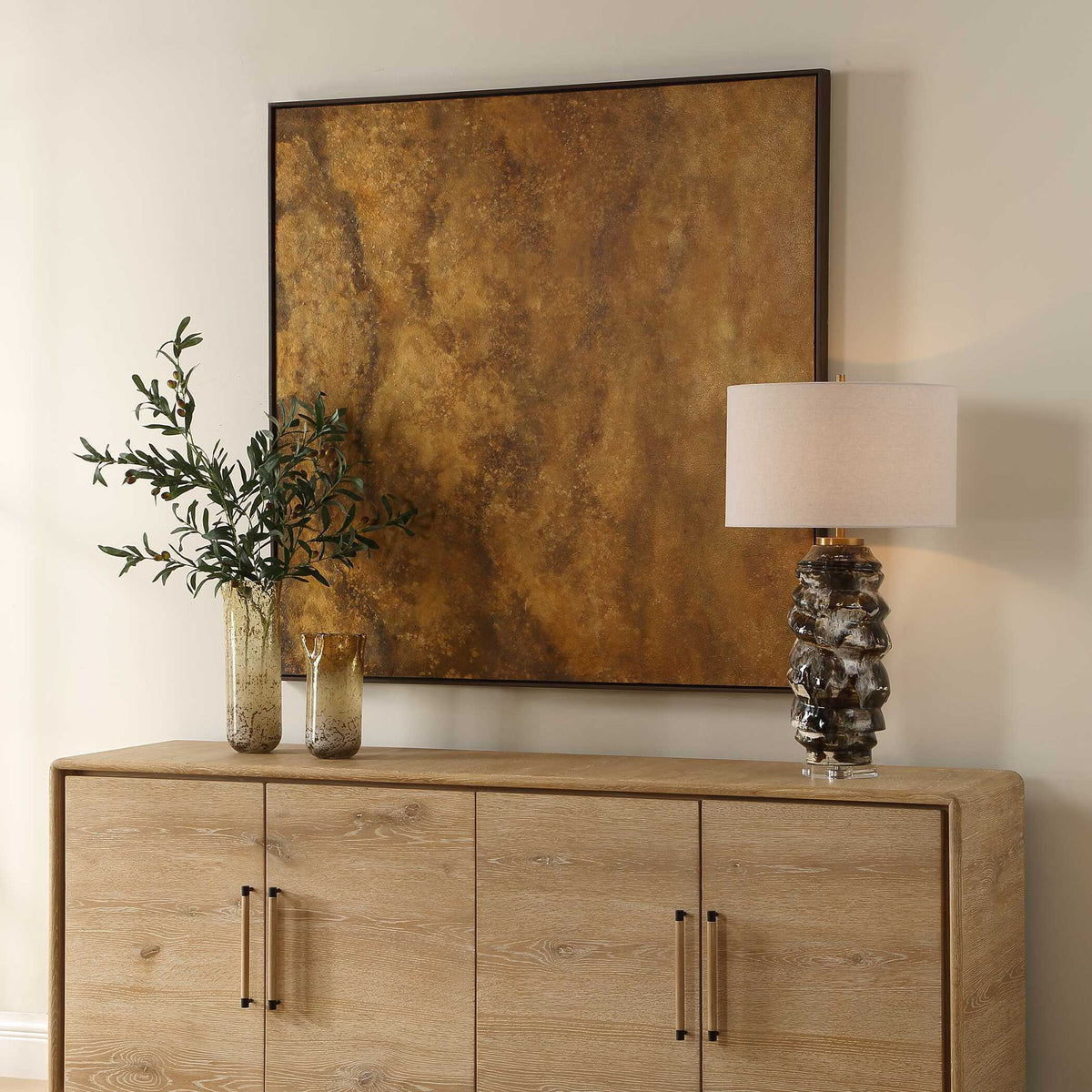 Burn - Hand Painted Canvas - Brown / Woodtone