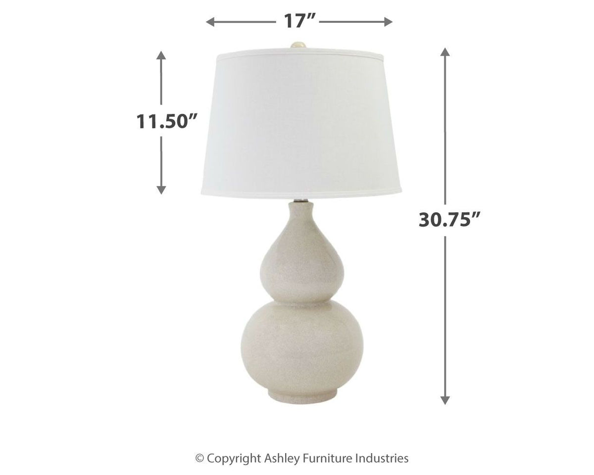Saffi - Ceramic Table Lamp - Cream - R&R Furniture Gallery (Fountain Valley, CA)