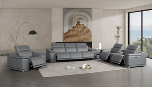 2679 - Power Reclining Sofa, Console Loveseat & Chair Set In Genuine Leather (6 Recliners)