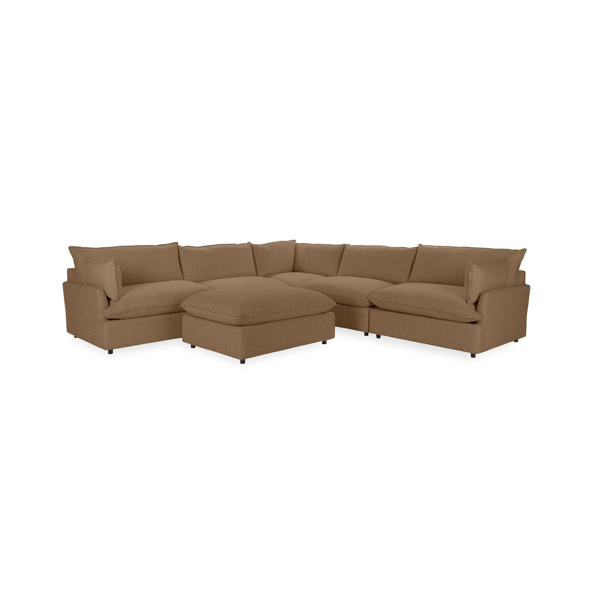 Classic Home Caplan 6-piece modular sectional with Ottoman, 2-piece living room set featuring plush cushions and modern design.