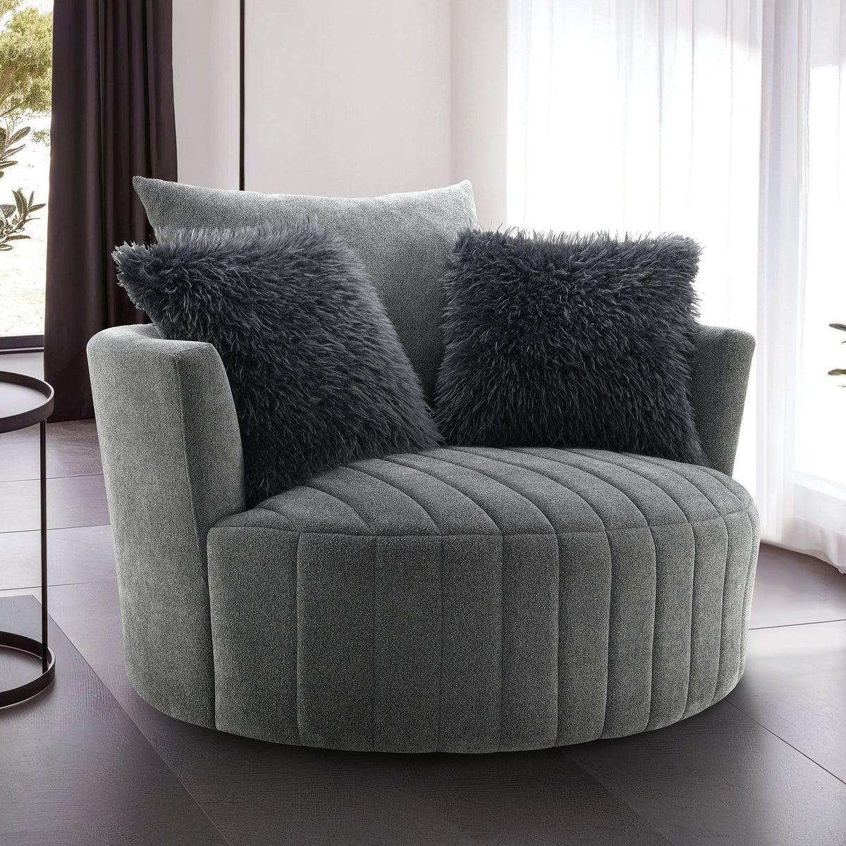 Hoople - Swivel Chair, Channeled, Dark Gray