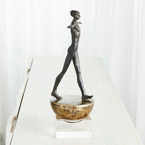 Man Finding Balance - Sculpture - Black / Brass