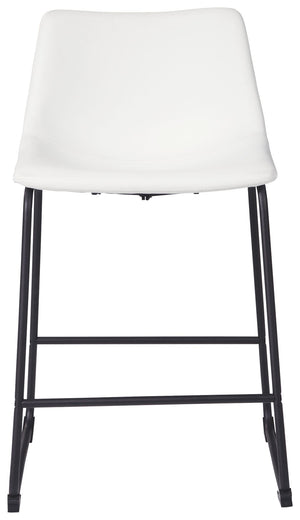 Set of two Signature Design by Ashley Centiar upholstered barstools with padded seats and backrests, ideal for kitchen or bar areas.
