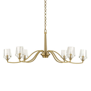 Uttermost Barcelona 6-light brass chandelier with gold finish, featuring elegant curved arms and modern chandelier design.