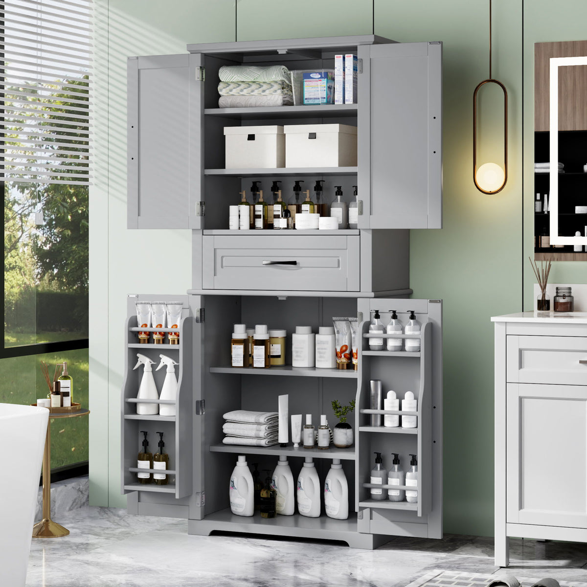 Bathroom Storage Cabinet With Drawer And Adjustable Shelf