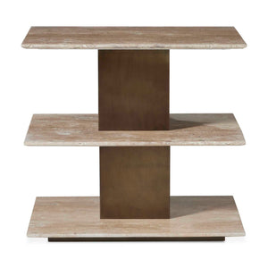 Travertini - 3 Tiered Accent Table - Bronze / Beige