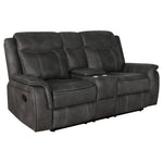 Franklin - Upholstered Padded Arm Reclining Loveseat With Center Console - Charcoal