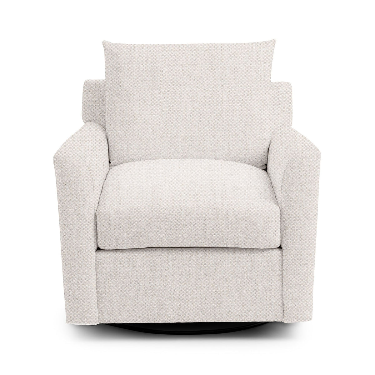 Classic Home Olivia swivel chair with a plush upholstered seat and backrest, featuring a stylish, modern design and a swivel base.