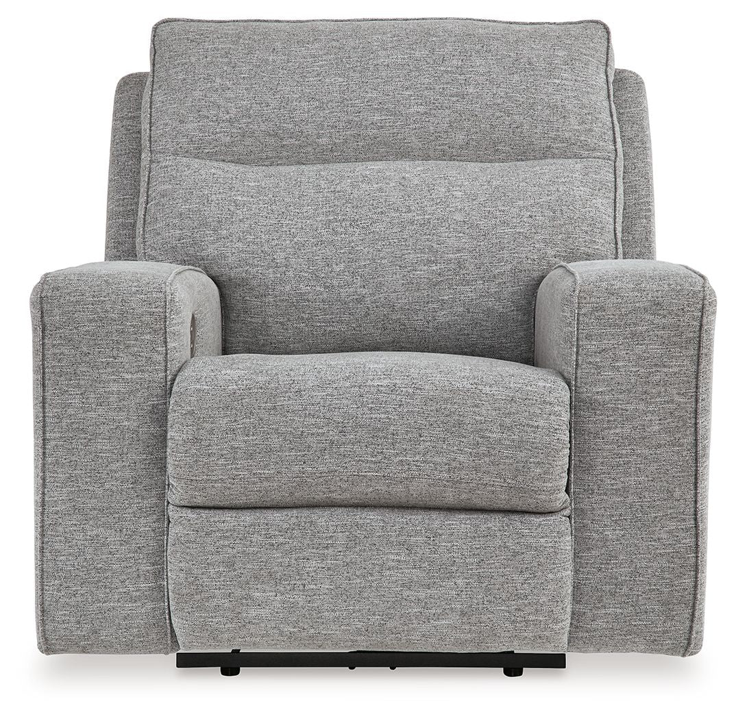 Biscoe - Power Recliner /Adj Headrest - Pewter - R&R Furniture Gallery (Fountain Valley, CA)