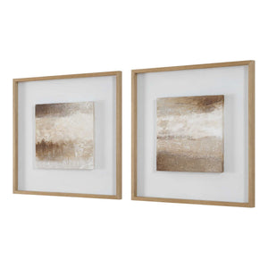 Between Lines - Abstract Painting (Set of 2) - Brown / White