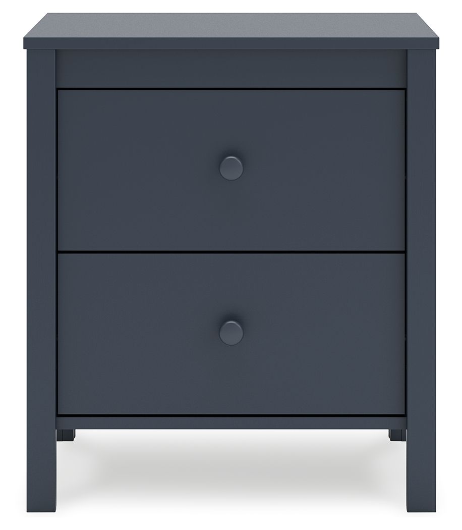 Simmenfort - Two Drawer Night Stand - Navy Blue - R&R Furniture Gallery (Fountain Valley, CA)
