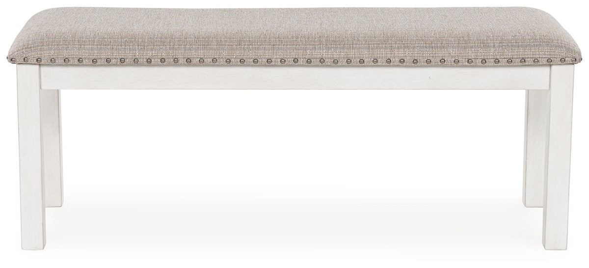 Robbinsdale - Large Upholstered Dining Room Bench - Antique White - R&R Furniture Gallery (Fountain Valley, CA)