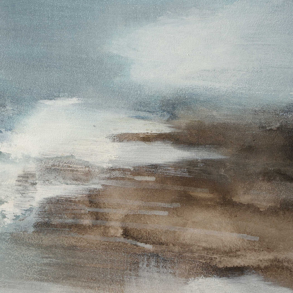 Chasing Blue - Coastal Canvas Art - Blue / Brown / Gray / White