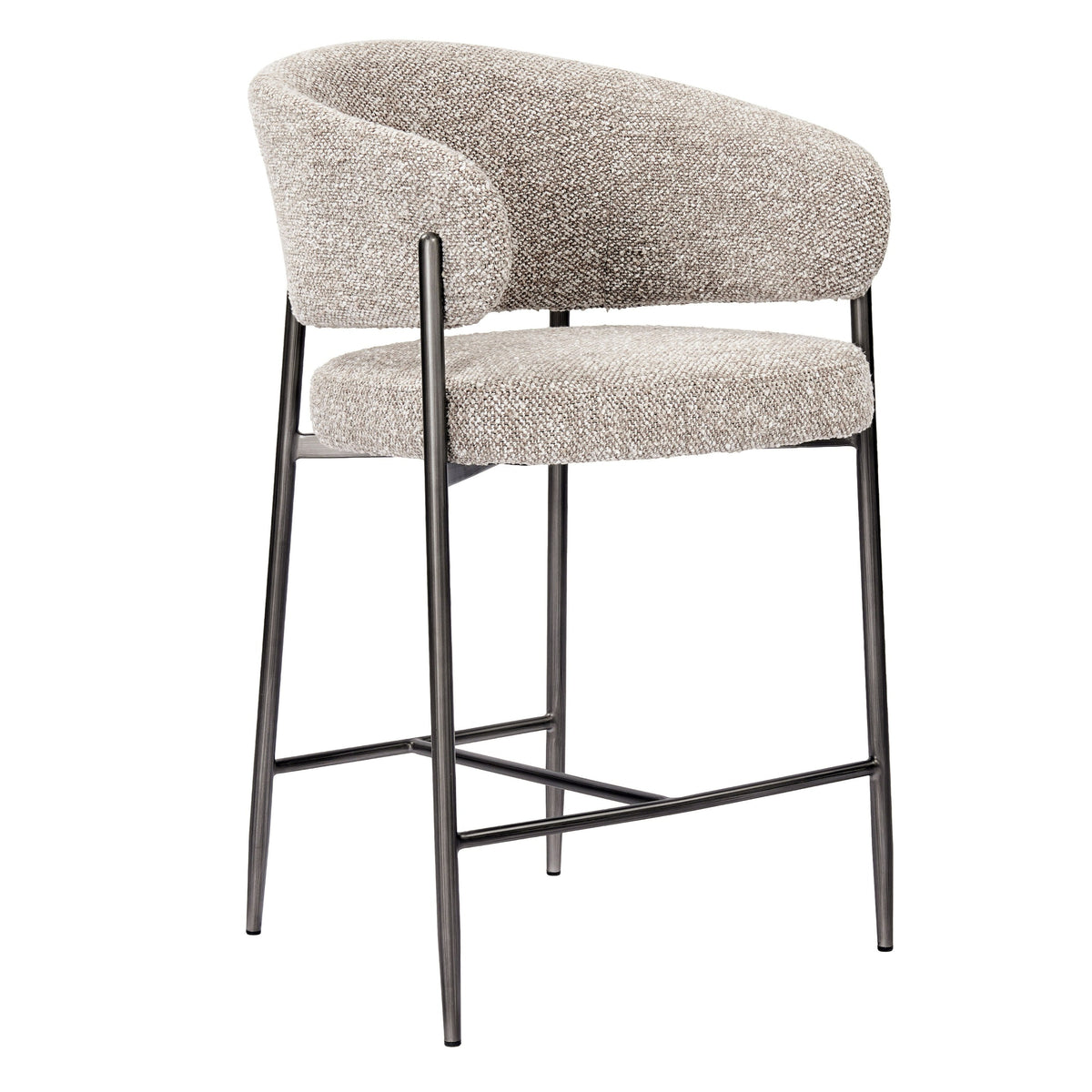 Thomas - Modern Grey Fabric + Pewter Counter Chair