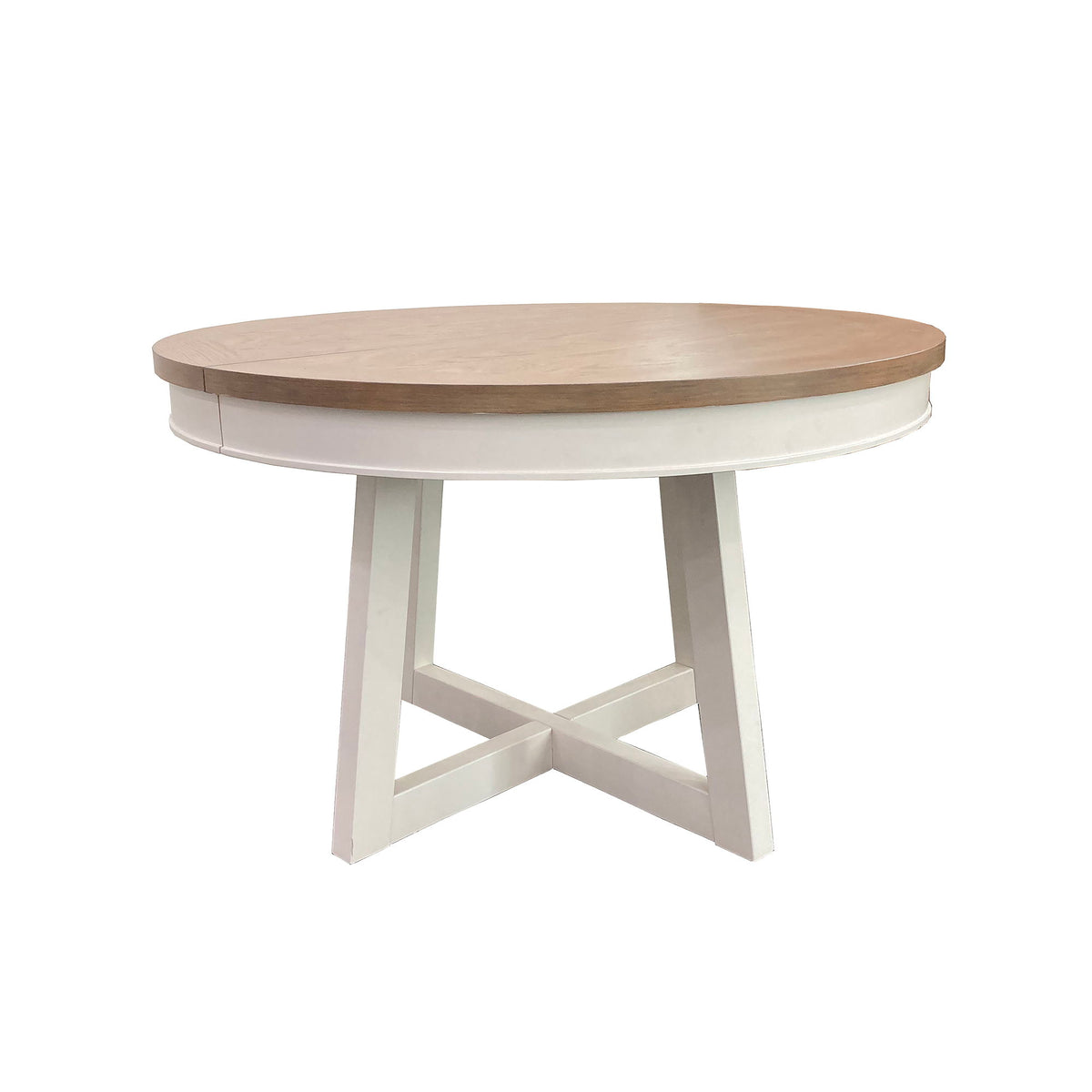 Americana Modern Dining - Round Extendable Dining Table - Cotton - R&R Furniture Gallery (Fountain Valley, CA)