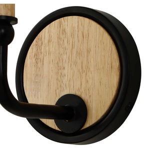 Franconia - 1 Light Wooden Sconce - Black / Light Brown