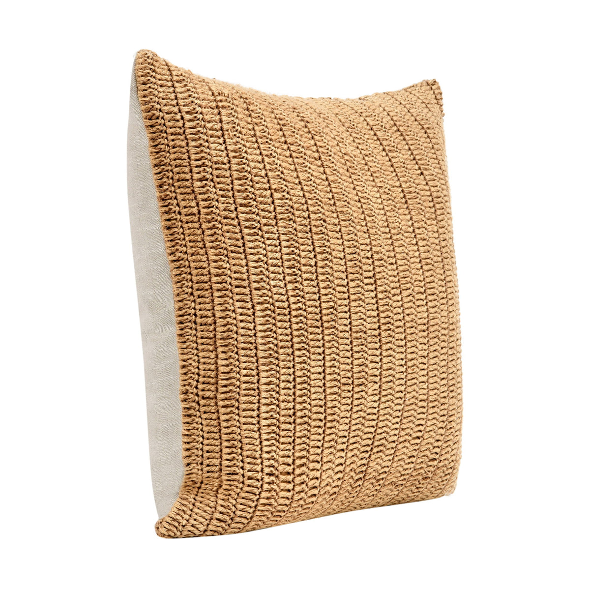 Villa Macie SLD accent pillow in honey yellow fabric over a neutral background