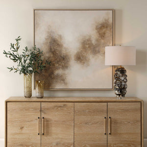 Up In Smoke - Framed Modern Art - Black / Brown / White / Woodtone