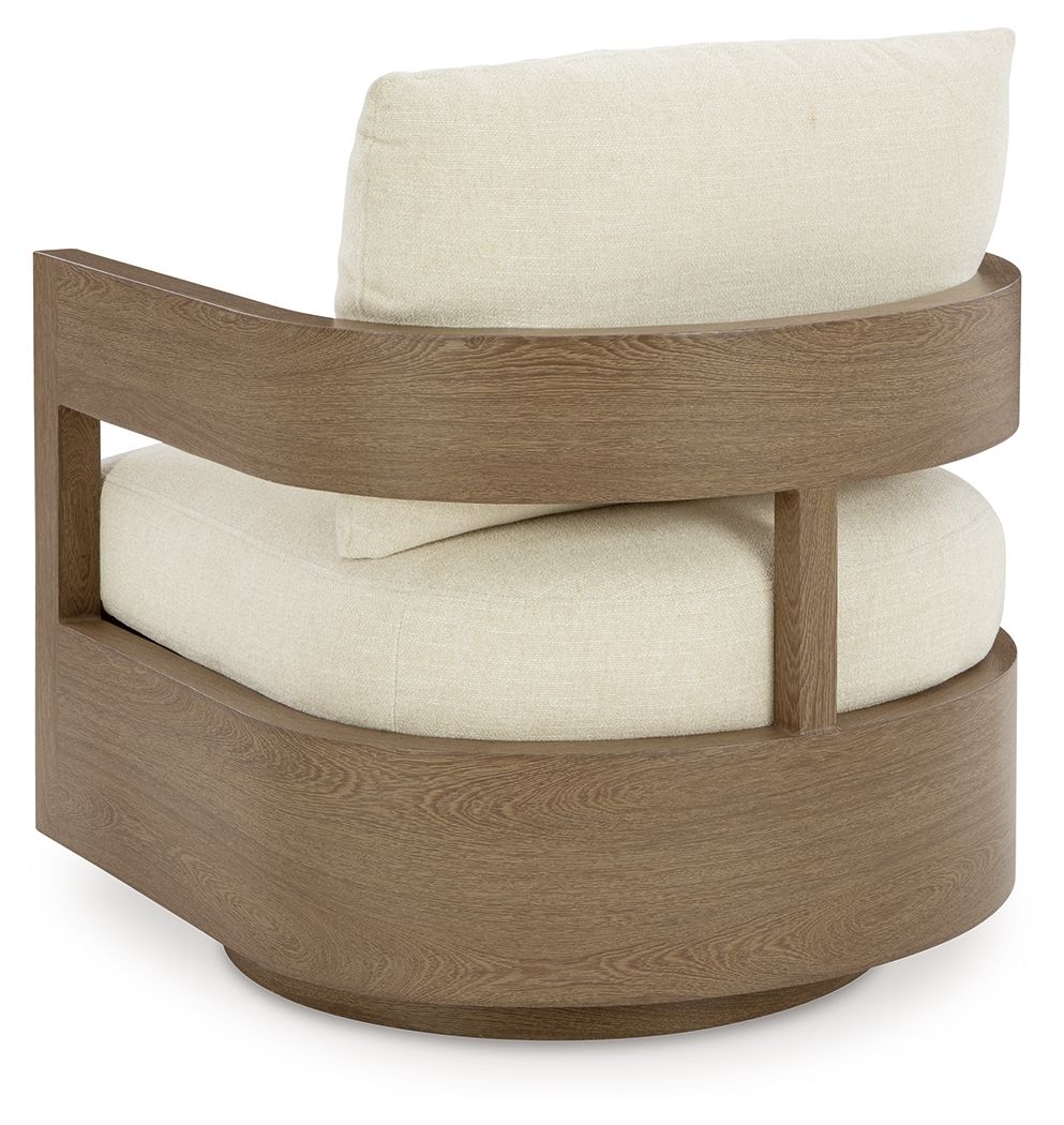 Serene Bay - Swivel Glider Chair With Cushion - Dark Brown / White - R&R Furniture Gallery (Fountain Valley, CA)