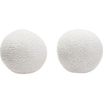 Set of (2) 10" Round Accent Pillows in White Faux Sheepskin